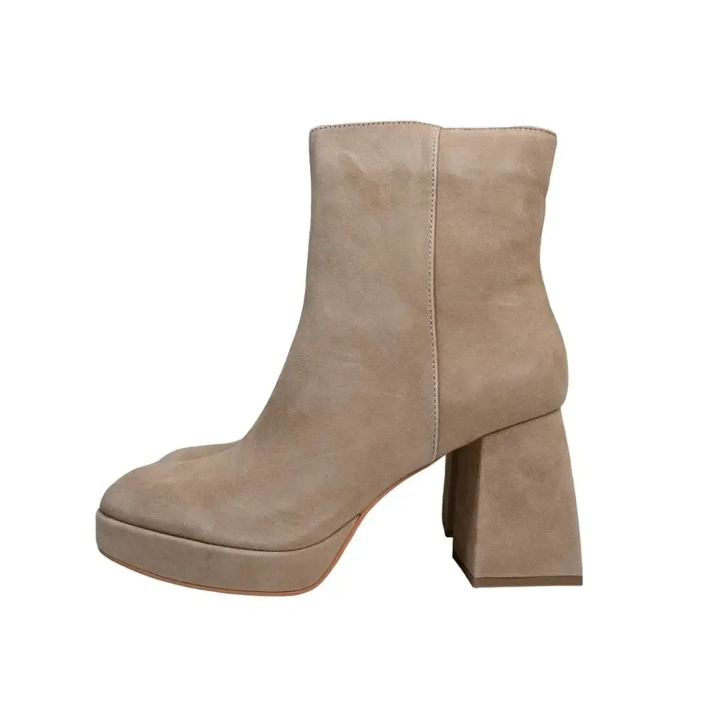 Dolce Vita Womens 9.5 Ulyses Suede Platform Bootie in Mushroom Tan NEW
